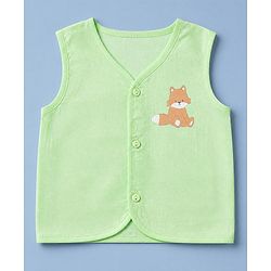 Babyhug 100% Cotton Cambric Woven Sleeveless Jhablas with Fox Print Pack of 3 - White Green & Orange
