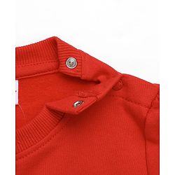 Babyhug 100 % Cotton Fleece Knit Sweatshirt with Full Sleeves and Hearts Sequins in Red