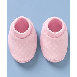 Babyhug 100% Cotton Interlock Knit Cap, Mitten & Booties with Polka Dots in Pink - Diameter - 14.5 cm