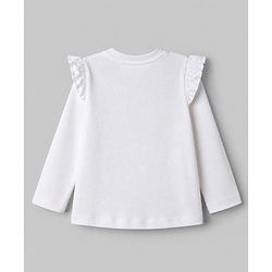 Babyhug 100% Cotton Knit T-Shirts with Full Sleeves, Frill Detail and Fruit Print - White