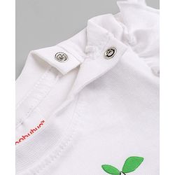 Babyhug 100% Cotton Knit T-Shirts with Full Sleeves, Frill Detail and Fruit Print - White