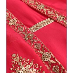 Babyhug Georgette Woven Half Seeves Sequin Floral Embroidered Ethic Dress - Fuchsia