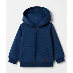 Babyhug Heavy Gauge Fleece Knit Warm Full Sleeves Hooded Sweatjacket - Navy Blue
