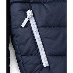 Babyhug Woven Padded/Quilted/ Winter Jacket with Full Sleeves and Rainbow Print - Navy Blue