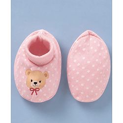 Babyhug 100% Cotton Interlock Knit Cap, Mitten & Booties Polka Dots & Animal Print in Pink - Diameter 14 cm