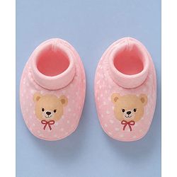 Babyhug 100% Cotton Interlock Knit Cap, Mitten & Booties Polka Dots & Animal Print in Pink - Diameter 14 cm