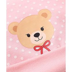 Babyhug 100% Cotton Interlock Knit Cap, Mitten & Booties Polka Dots & Animal Print in Pink - Diameter 14 cm