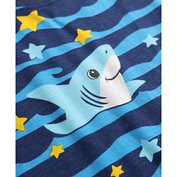 Babyhug Cotton Knit Full Sleeves Co-ord T-Shirt & Pajama Night Suit with Waves & Shark Print - Blue