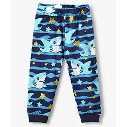 Babyhug Cotton Knit Full Sleeves Co-ord T-Shirt & Pajama Night Suit with Waves & Shark Print - Blue