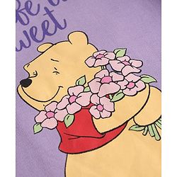 Babyhug Disney 100% Cotton Single Jersey Knit Full Sleeves T-Shirt & Pajama Night Suit with Winnie The Pooh Graphic Print - White & Purple
