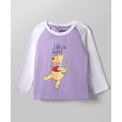 Babyhug Disney 100% Cotton Single Jersey Knit Full Sleeves T-Shirt & Pajama Night Suit with Winnie The Pooh Graphic Print - White & Purple