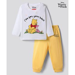 Babyhug Disney Single Jersey Knit Full Sleeves T-Shirt & Pyjama Night Suit with Winnie the Pooh Graphic - White