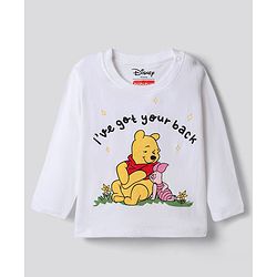 Babyhug Disney Single Jersey Knit Full Sleeves T-Shirt & Pyjama Night Suit with Winnie the Pooh Graphic - White