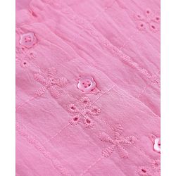 Babyhug 100% Cotton Schiffili Knit Half Frill Sleeves Top and Shorts with Eyelet Embroidery - Light Pink