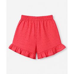 Babyhug 100% Cotton Knit Top and Shorts with Half Sleeves and Dots Embroidery with Bow - Red