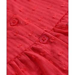 Babyhug 100% Cotton Knit Top and Shorts with Half Sleeves and Dots Embroidery with Bow - Red