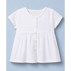 Babyhug 100% Cotton Knit Half sleeves Top & Shorts Set - White