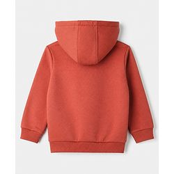Babyhug Heavy Gauge Fleece Knit Hooded Sweat Jacket with Full Sleeves - Rust Orange