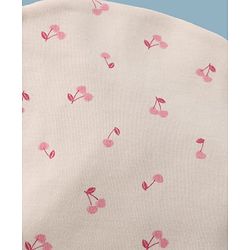 Babyhug 100% Cotton Interlock Knit Baby Caps With Cherry Print In Pink - Diameter 13.5 cm