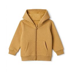Babyhug Fleece Knit Heavy Gauge Hooded Sweat Jacket with Full Sleeves - Mustard
