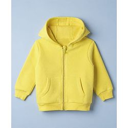 Babyhug Fleece Knit Heavy Gauge Warm Hooded Sweat Jacket with Full Sleeves - Yellow