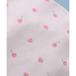 Babyhug 100% Cotton Interlock Knit Baby Caps With Apple Print In Pink - Diameter 13 cm