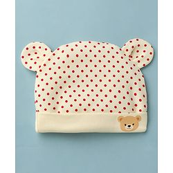 Babyhug 100% Cotton Interlock Knit Printed Baby Caps in Yellow - Diameter 15 cm