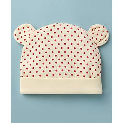 Babyhug 100% Cotton Interlock Knit Printed Baby Caps in Yellow - Diameter 15 cm