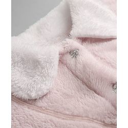 Babyhug Heavy Gauge Warm Fleece Fur Knit Jacket with Full Sleeves & Front Pocket in Light Pink