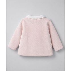 Babyhug Heavy Gauge Warm Fleece Fur Knit Jacket with Full Sleeves & Front Pocket in Light Pink
