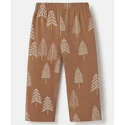 Babyhug 100% Cotton Knit Full Sleeves Co-Ords Shirt & Pyjama Night Suit with Tropical Print - Brown