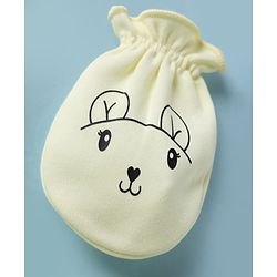 Babyhug 100% Cotton Interlock Knit Mittens & Booties with Bunny Print - Yellow