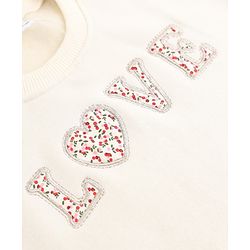 Babyhug Heavy Gauge Terry Knit Sweatshirt With Full Sleeves & Love Applique - Off White