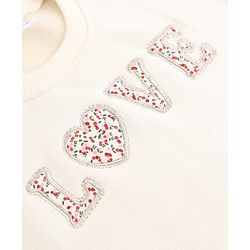 Babyhug Heavy Gauge Terry Knit Sweatshirt With Full Sleeves & Love Applique - Off White
