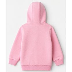 Babyhug Cotton Blend Heavy Gauge Warm Fleece Knit Sweatshirt with Full Sleeves, Front Zipper and Hearts Sequins - Light Pink