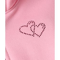 Babyhug Cotton Blend Heavy Gauge Warm Fleece Knit Sweatshirt with Full Sleeves, Front Zipper and Hearts Sequins - Light Pink