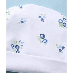 Babyhug 100% Cotton Interlock Knit Cap, Mittens & Booties with Floral Print White - Diameter 15 cm