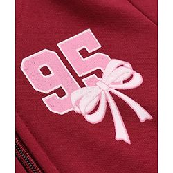 Babyhug Cotton Warm Fleece Blend Knit Sweatshirts with Full Sleeves and 95 Print - Dark Red