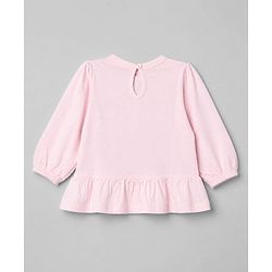 Babyhug 100% Cotton Single Jersey Knit Top and Legging with Full Sleeves and Bow Applique and Floral Print - Pink