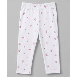 Babyhug 100% Cotton Single Jersey Knit Top and Legging with Full Sleeves and Bow Applique and Floral Print - Pink