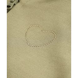 Babyhug Cotton Fleece Knit Sweatshirt with Full Sleeves and Heart Embroidery in Olive Green