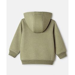 Babyhug Cotton Fleece Knit Sweatshirt with Full Sleeves and Heart Embroidery in Olive Green