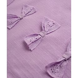 Babyhug 100% Cotton Rib Knit Full Sleeves Top and Leggings with Bow Applique - Lavender