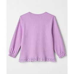 Babyhug 100% Cotton Rib Knit Full Sleeves Top and Leggings with Bow Applique - Lavender