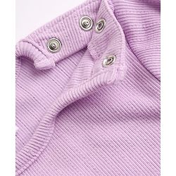 Babyhug 100% Cotton Rib Knit Full Sleeves Top and Leggings with Bow Applique - Lavender