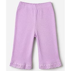 Babyhug 100% Cotton Rib Knit Full Sleeves Top and Leggings with Bow Applique - Lavender
