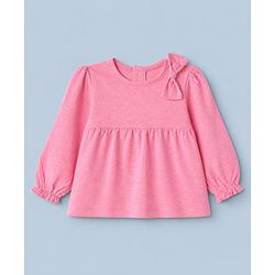 Babyhug 100% Cotton Single Jersey Knit Top and Leggings with Full Sleeves and Bow Applique with Bow and Polka Dots Print - Pink