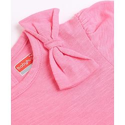 Babyhug 100% Cotton Single Jersey Knit Top and Leggings with Full Sleeves and Bow Applique with Bow and Polka Dots Print - Pink