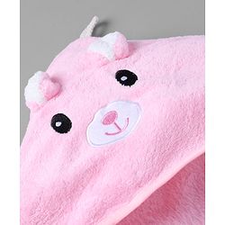 Babyhug Knit Soft Microfiber Towel With Hood Emroidery L 81 x B 81 cm - Pink