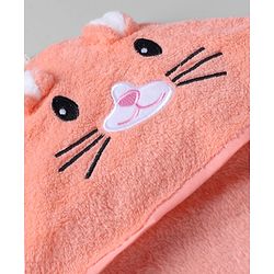 Babyhug Knit Soft Microfiber Towel With Hood Emroidery L 81 x B 81 cm - Orange